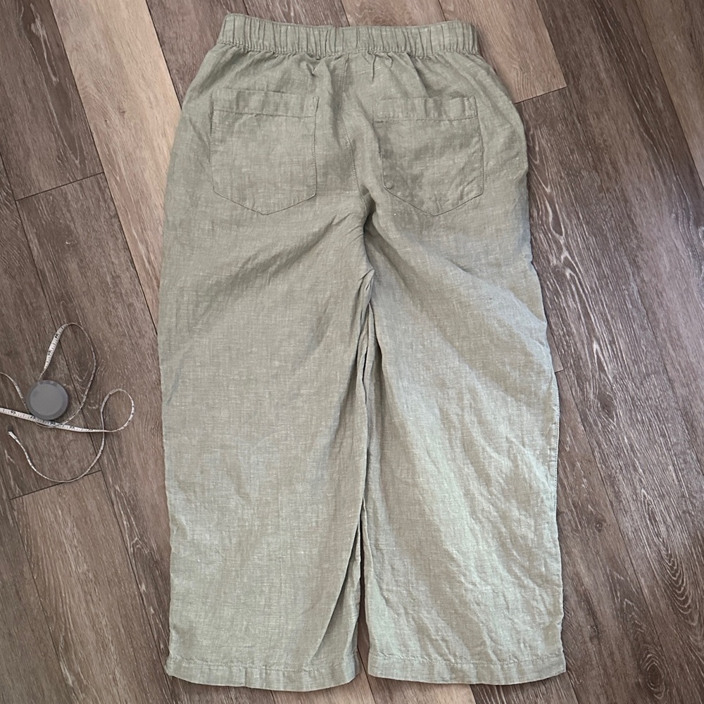 CYNTHIA ROWLEY | Light Green Wide Leg Linen Pants - Picture 6 of 13